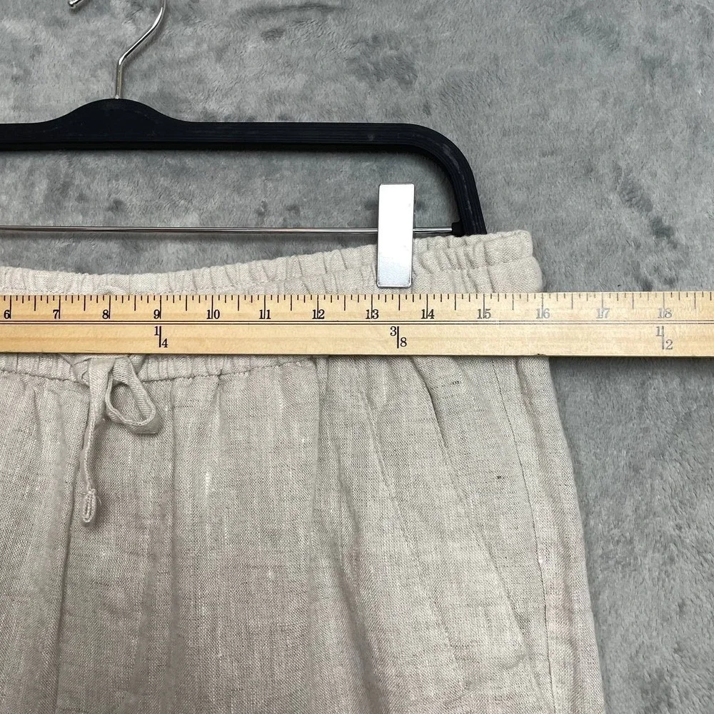 Zara‎ Linen Coastal Grandma Neutral Cropped Tapered Pants Elastic Waist Medium